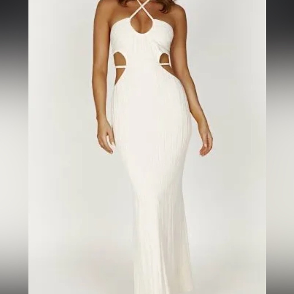 Meshki Minerva Cut Out Knit Maxi Dress - Ivory